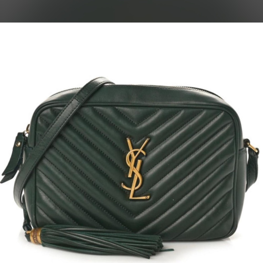 Yves Saint Laurent Lou Camerabag — Dark Green Quilted Crossbody Bag